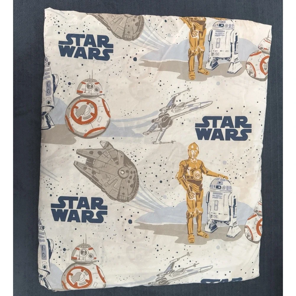 Pottery Barn Kids Star Wars Twin Size Duvet Cover Droid Millennium Falcon CP3O